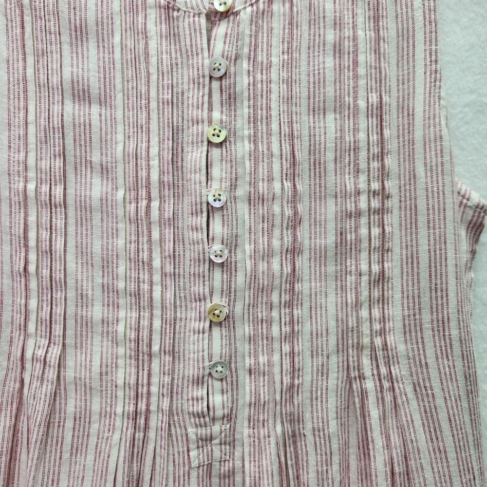 Faherty Isha Linen Dress Womens XS Henley Pink Bloom Sierra Stripe Sleeveless - Picture 3 of 11